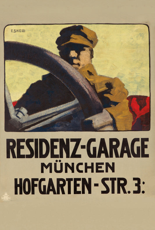 Vintage advertising poster - Residenz garage Munchen c1910 - Friedrich Skell