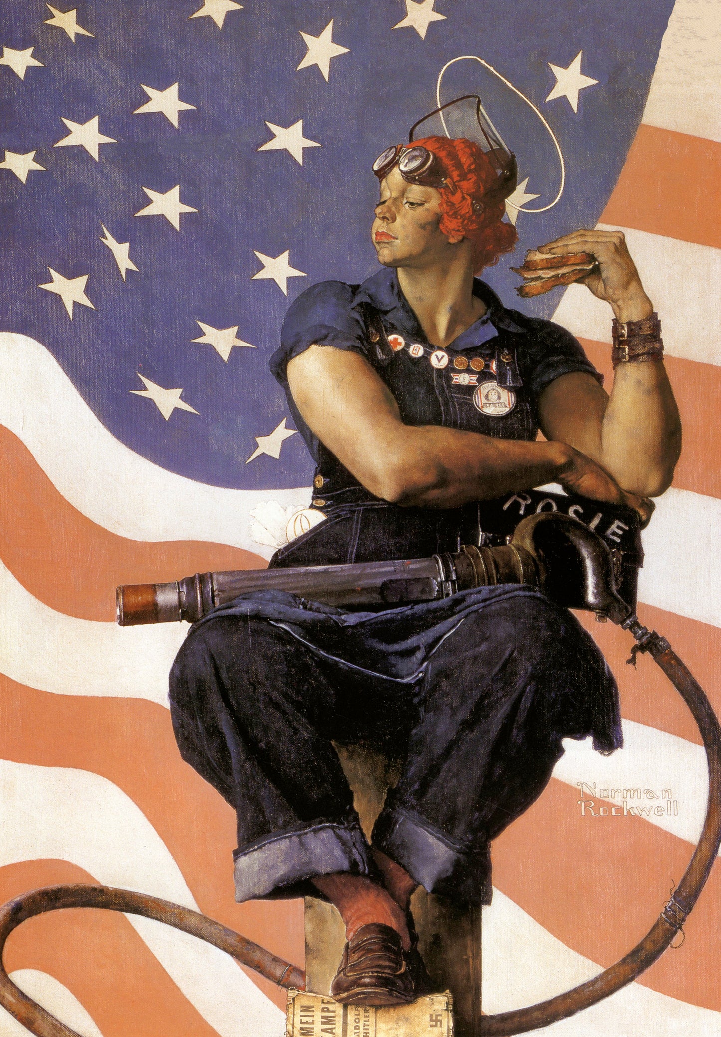 Rosie the Riviter Norman Rockwell vintage poster c1943