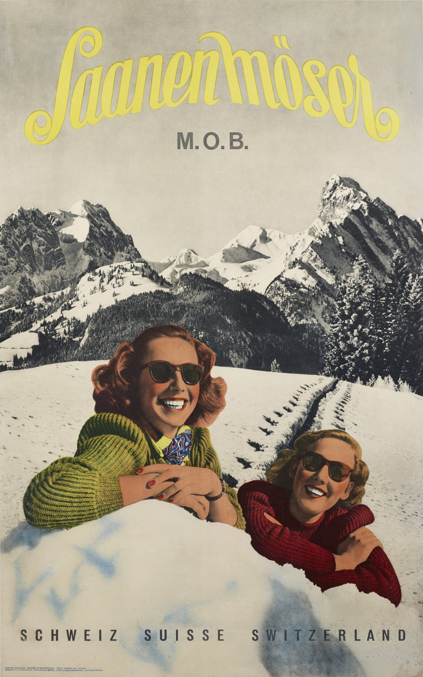 Vintage Saanen Moser Swiss Ski advertisement c1937