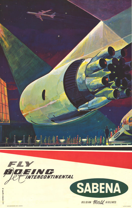 Belgian Aviation Sabena vintage poster c1960