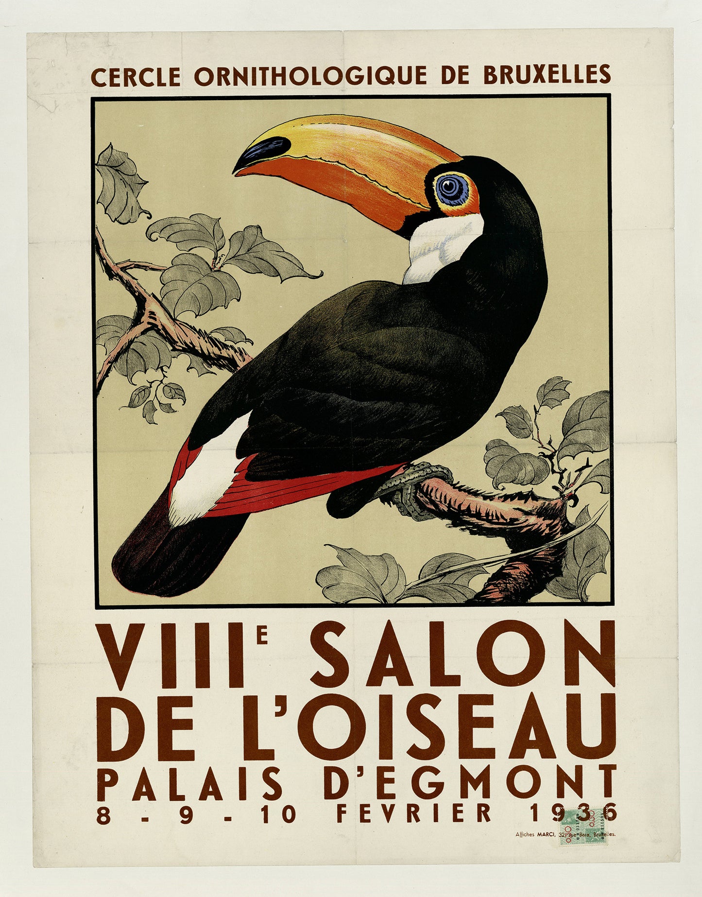 Belgian vintage poster Salon de l’oiseau c1936