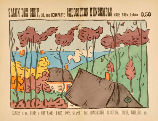 Vintage french advertising poster - Salon des Cent 1895 Philibert-Paul Charbonnier.