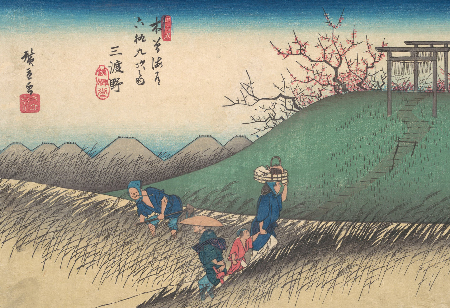 Santono station Utagawa Hiroshige Japanese reproduction poster c1830