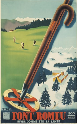 Font Romeu vintage french ski poster c1930s