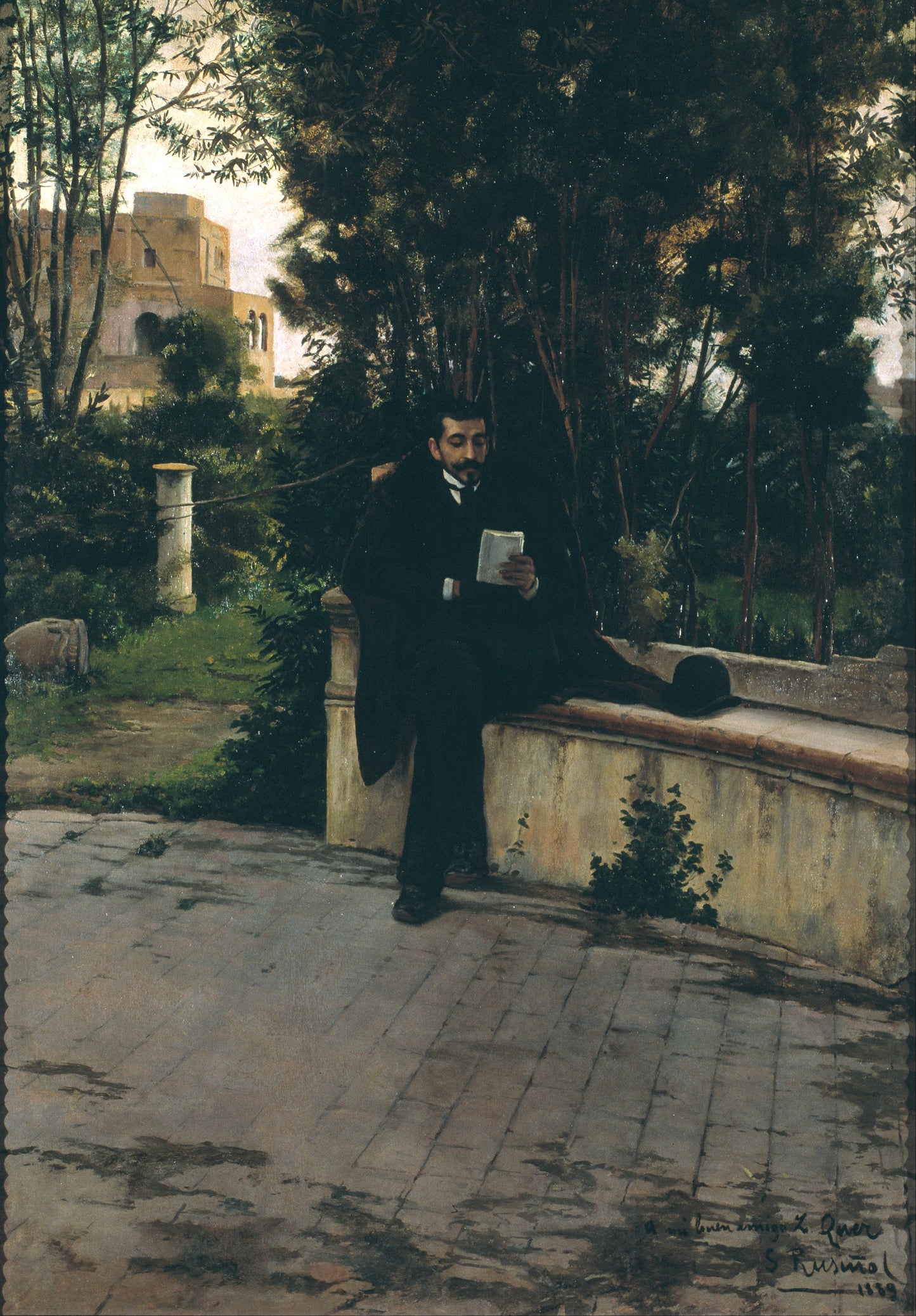 Santiago Rusinol Portrait of Senyor Quer in the garden c1889