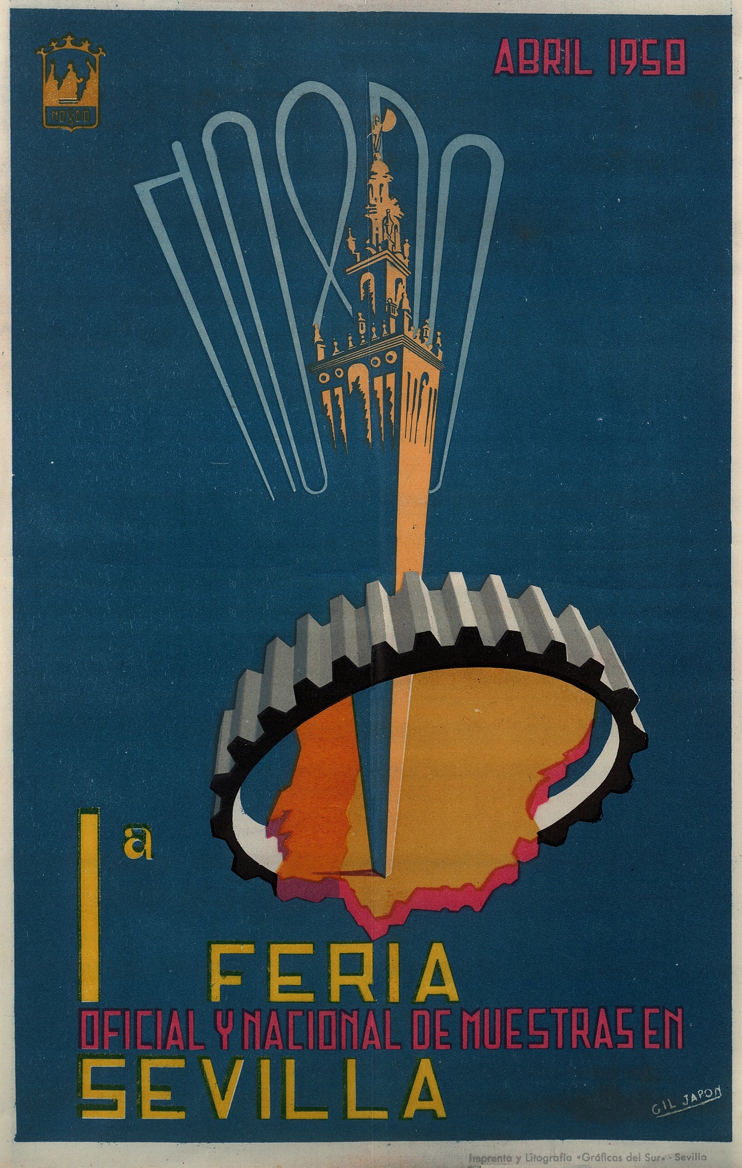 Sevilla Feria 1958 vintage poster -Seville Festival.