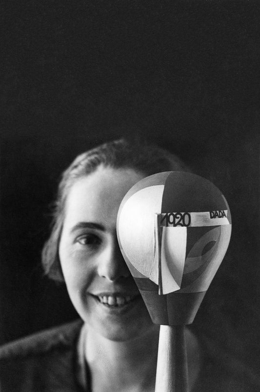 Sophie Taueber- Photo with Dada head. Bauhaus c1920 poster