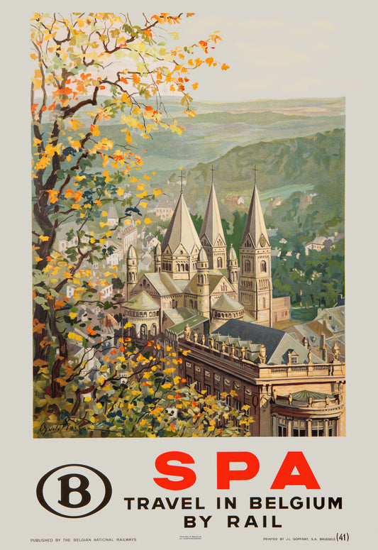Belgian vintage rail travel poster - Spa c1948