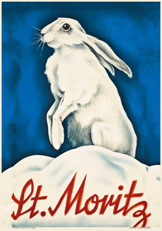 Vintage Ski poster St Moritz, Switzerland 1930