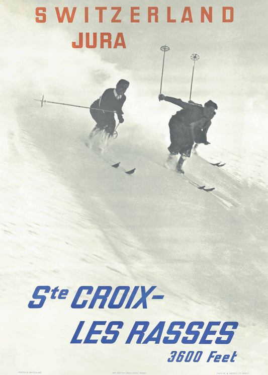 Vintage Ski poster Croix Les Rasses Jura Switzerland