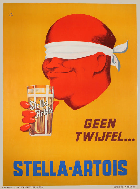 Vintage Advertising Poster - Stella Artois, Geen Twijfel Belgium c1938 - Jean de Ruyck.