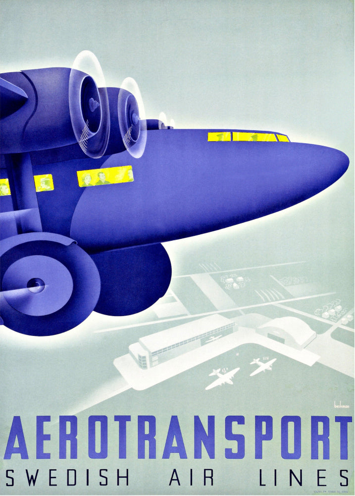 Aerotransport Swedish Air Lines | Blue Airliner Poster
