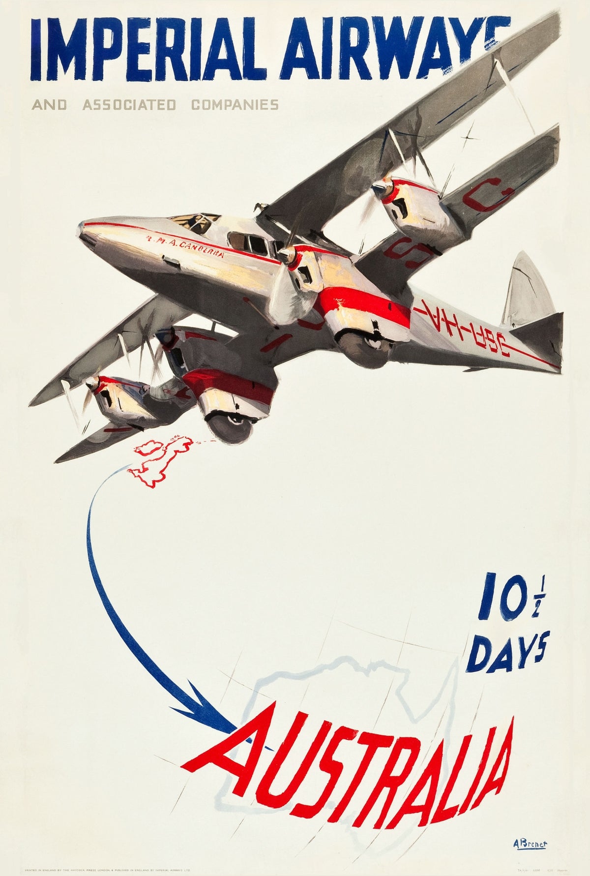 Imperial Airways Australia - 10½ Days Aviation Poster