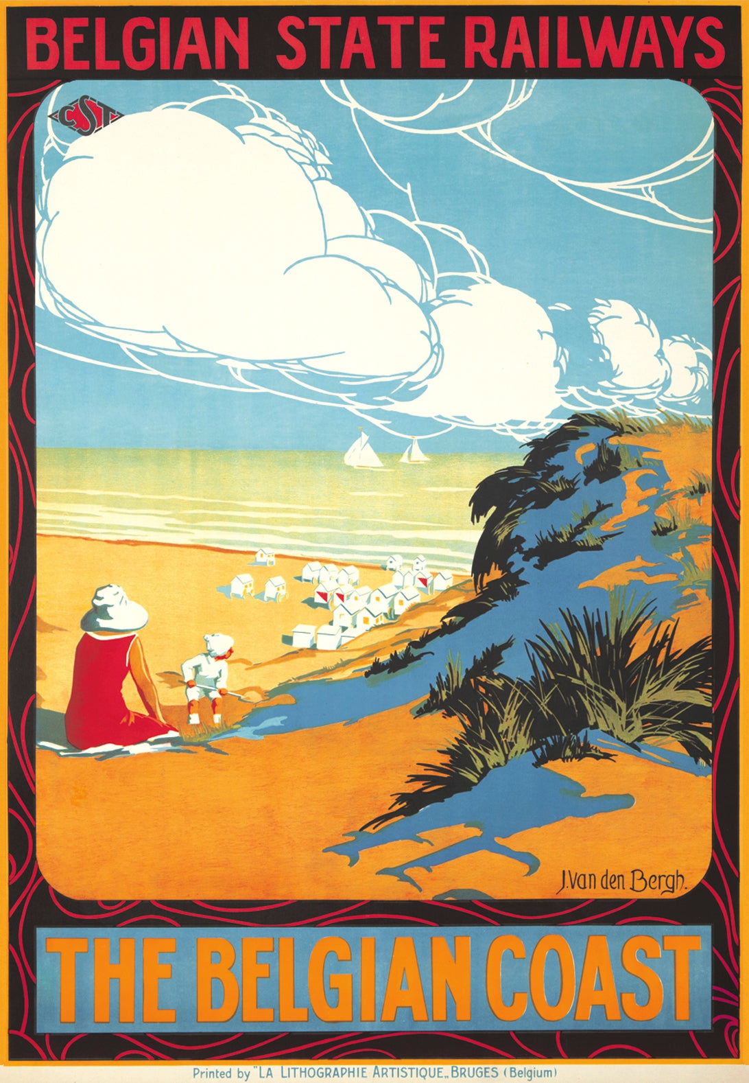 Belgian State railways vintage Travel poster c1930s