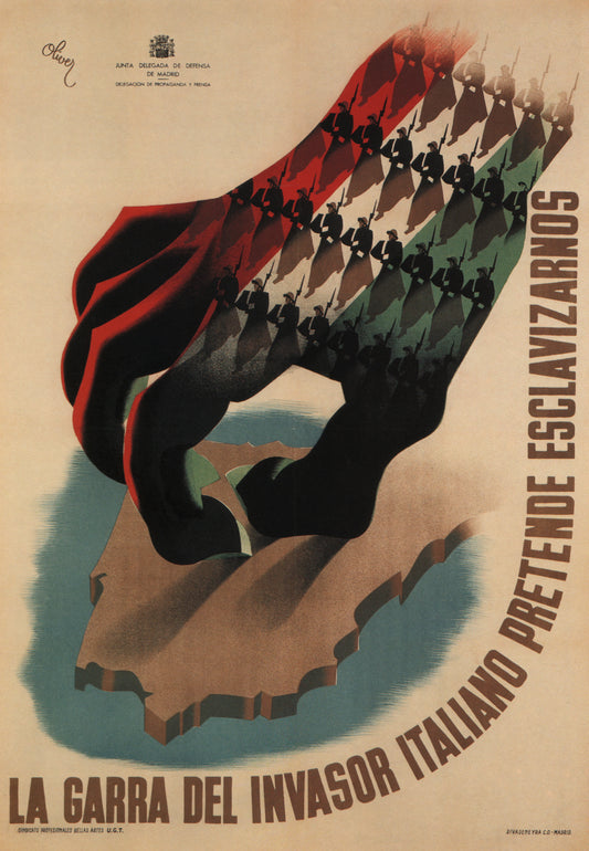 Spanish civil war Vintage Poster - "The Italian invader seeks to enslave" c1937
