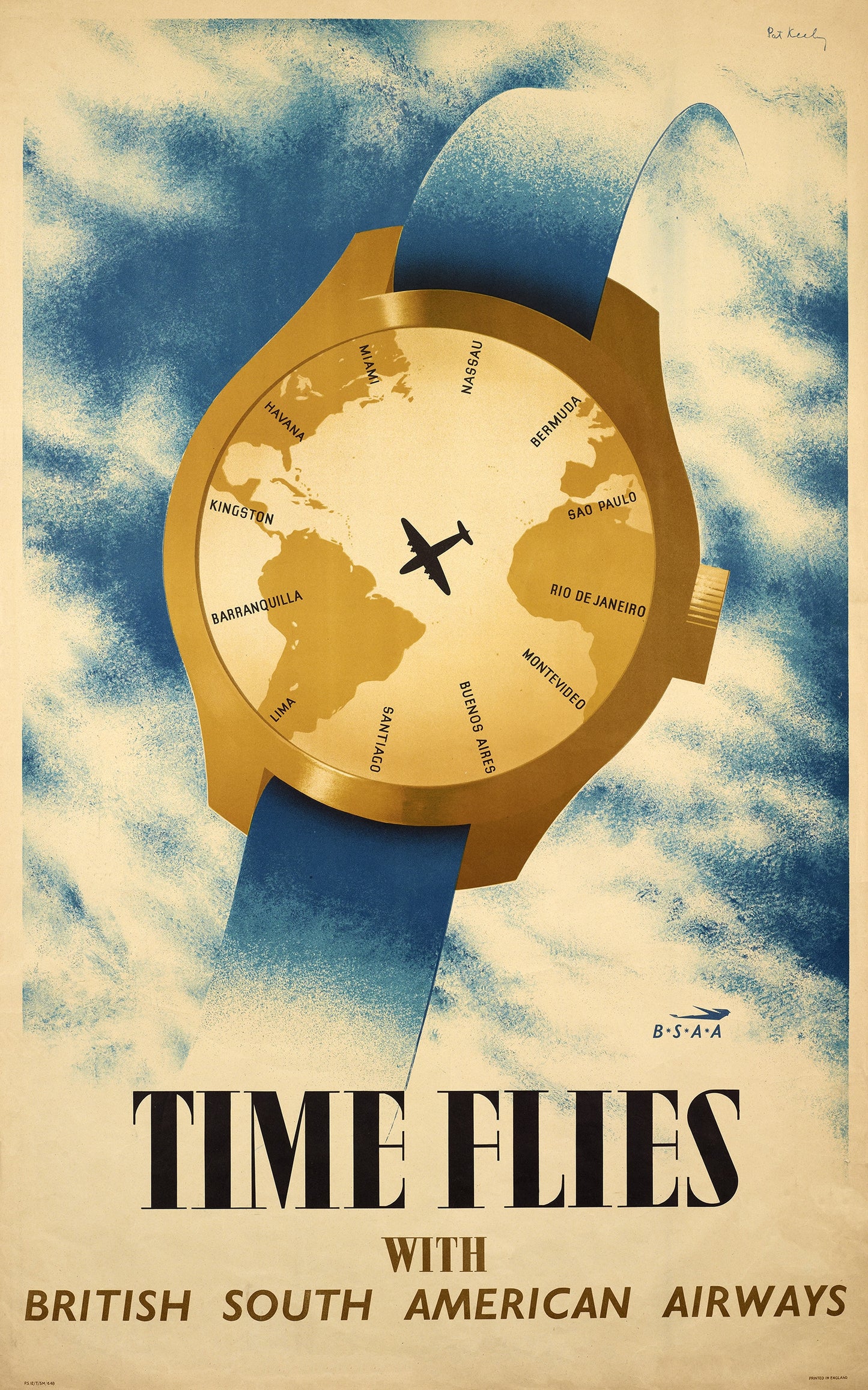Vintage travel poster Time flies BAA