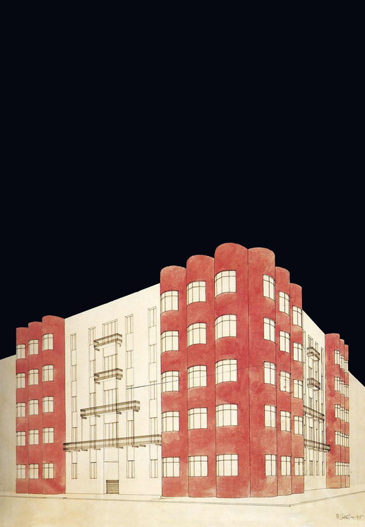 Antonio Sant'Elia - 'Untitled red and white' vintage poster