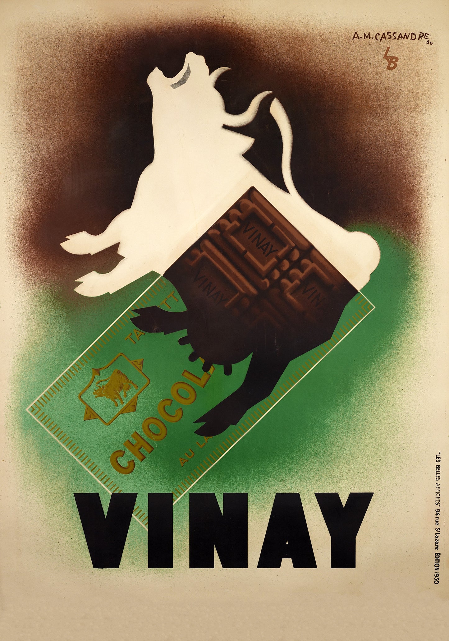 Vinay Chocolat poster c1930s by AM Cassandre