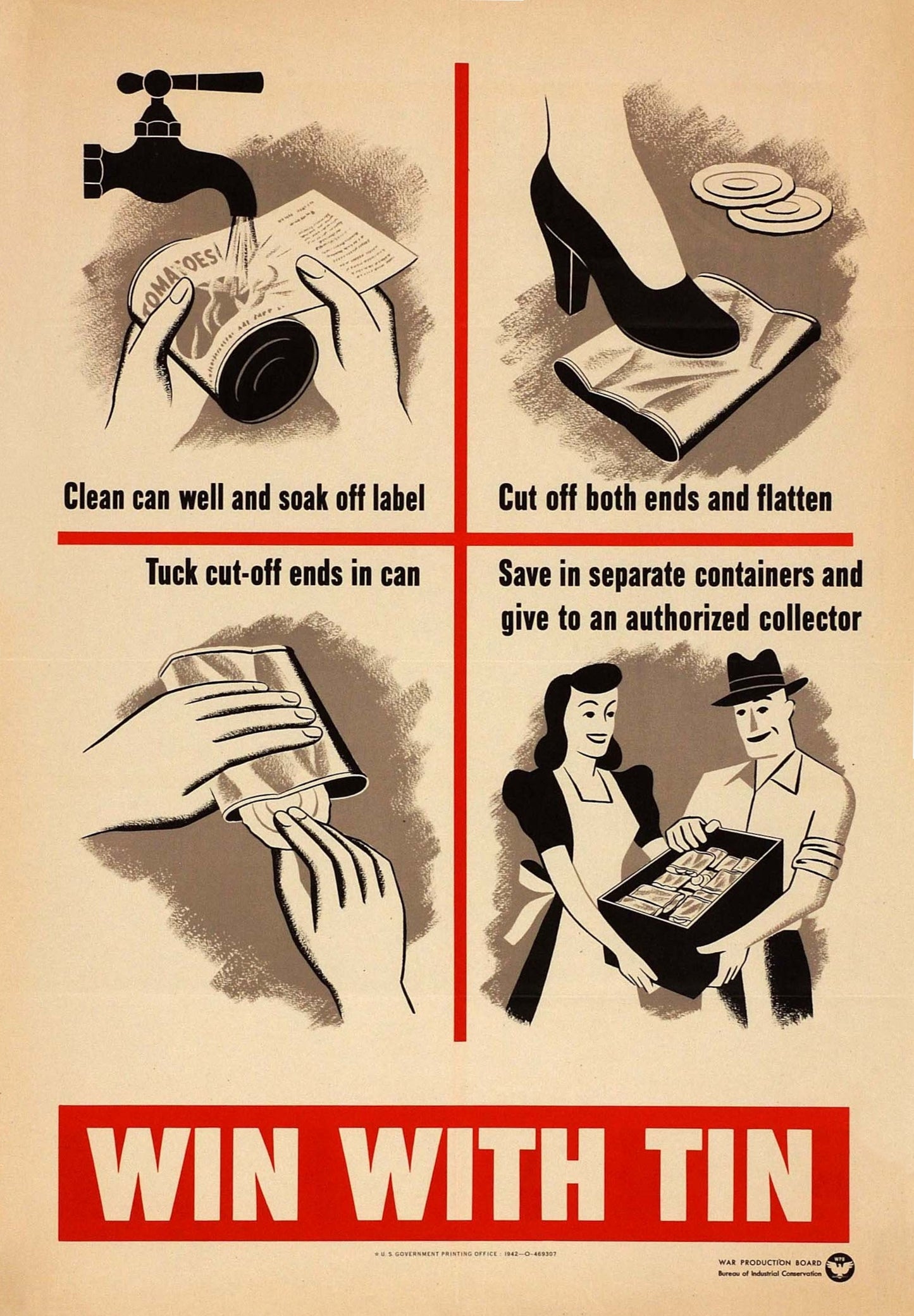 WW1 Propoganda poster : "Win with Tin"