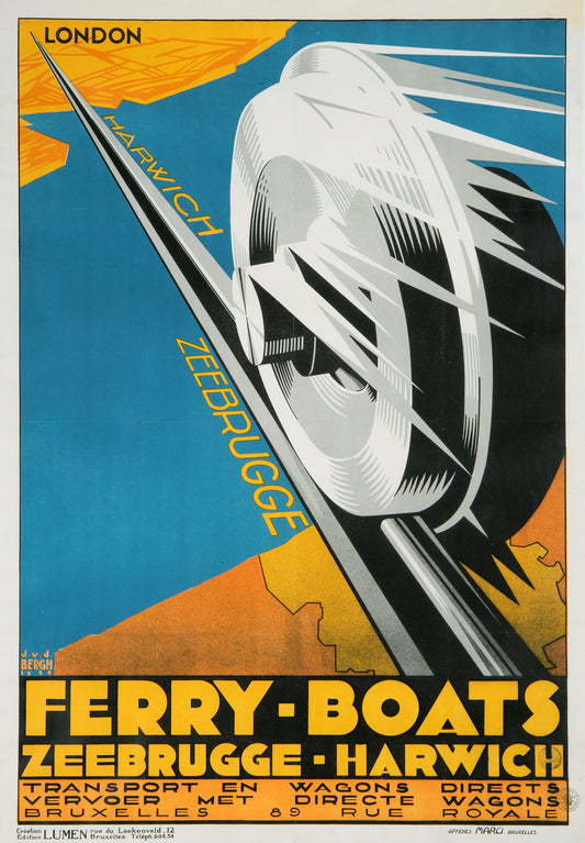 Belgian vintage Travel poster Zeebrugge - Harwich c1928