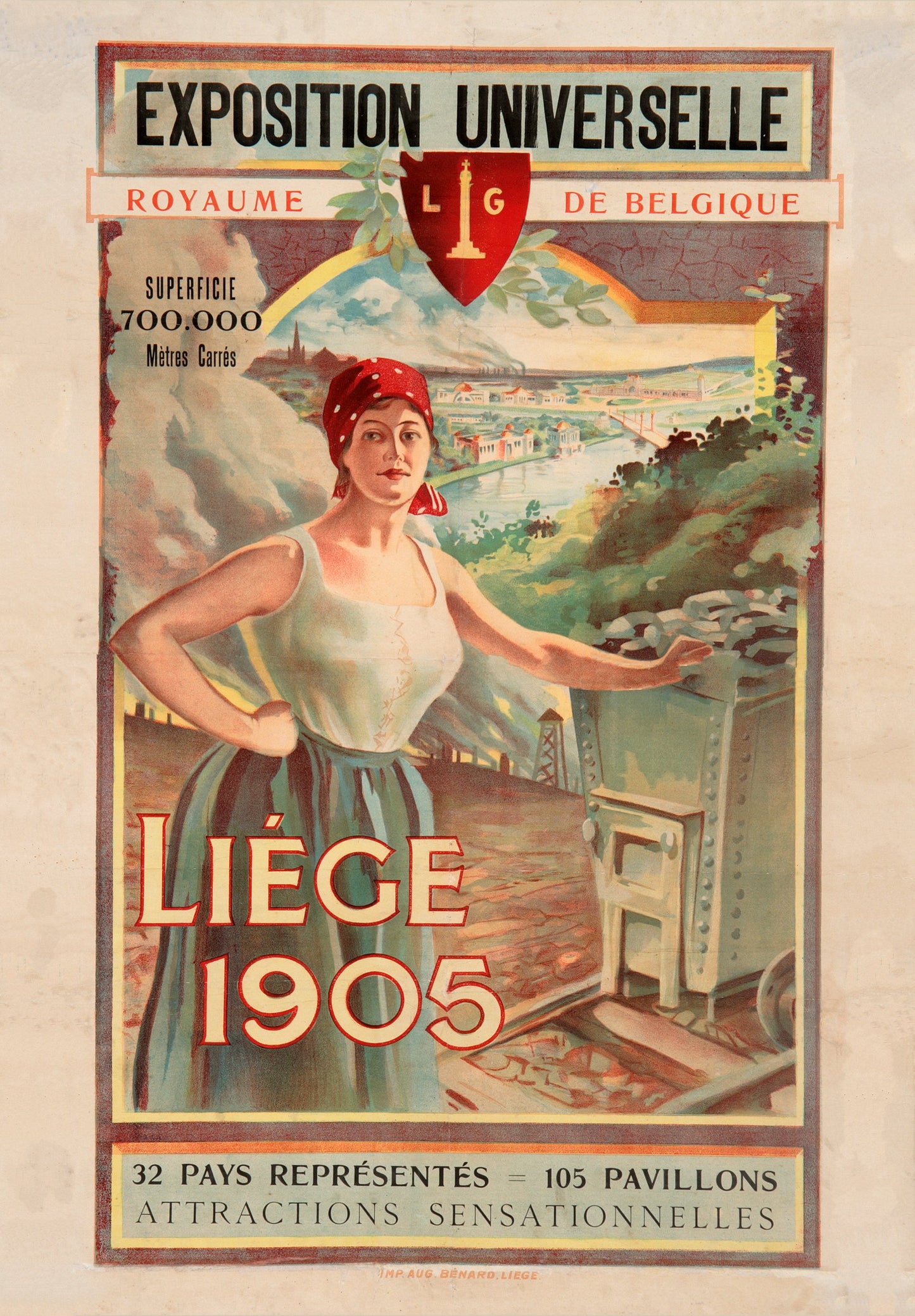 Belgian vintage Travel poster - exhibition worldwide liege 1905