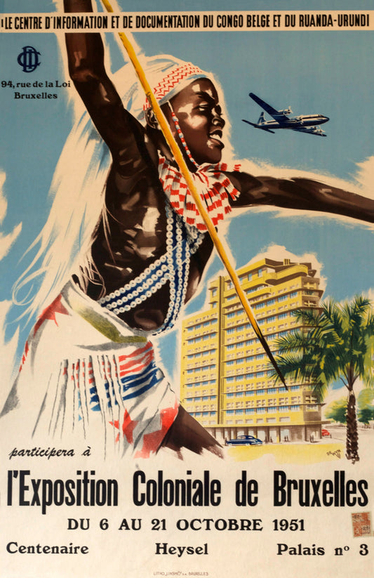 Belgian vintage Travel poster - Exposition Coloniale de Bruxelles 1951
