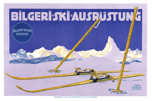 Vintage Ski Advertising Poster - Bilgeri c1910