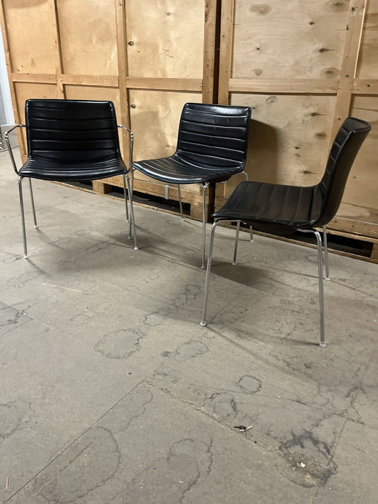 Arper 'Catifa 53' Chairs in Black Leather