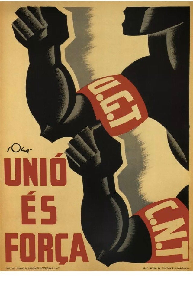 Vintage Propaganda Poster - Socialism, Spanish Civil War, 'Unity is Strength', 1930s