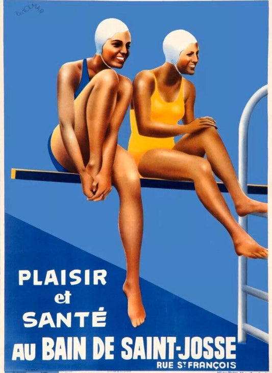 Vintage Tourism Poster - Au Bain De Saint-Josse, 1930s