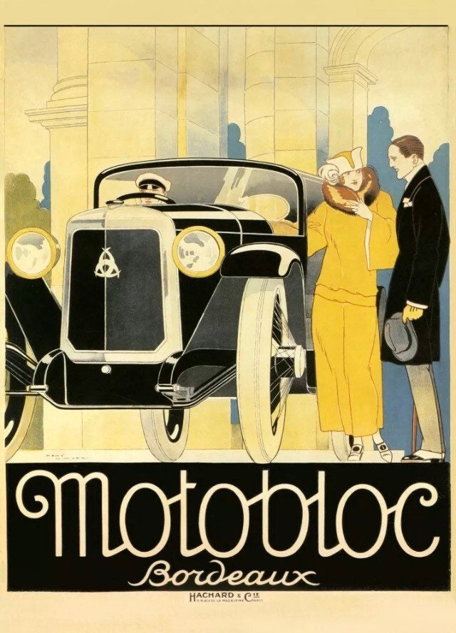 Vintage Advertising Poster - MotoBloc Bordeaux, France 1927