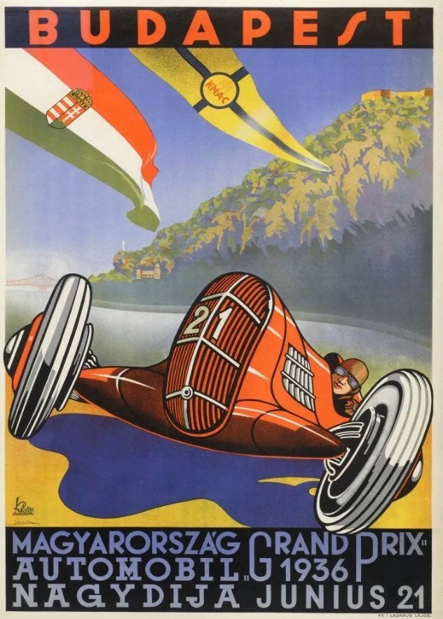 Vintage Motor Racing Poster - Budapest Grand Prix, 1936