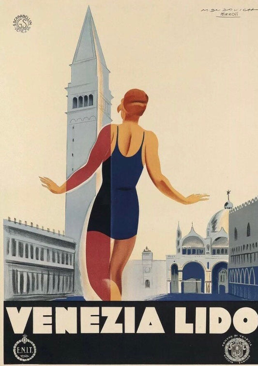 Vintage Travel Poster - Venezia, Venice Lido, 1930s