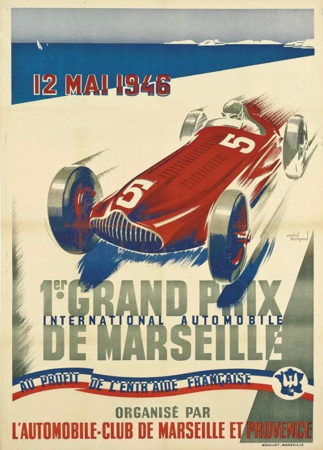 Vintage Motor Racing Poster - Grand Prix de Marseille, 1946