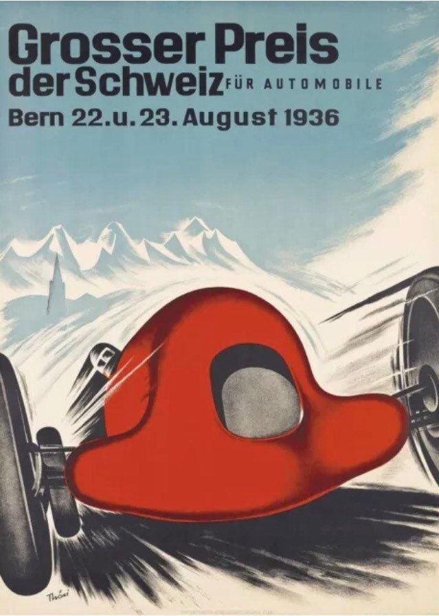 Vintage Motor Racing Poster - Swiss Grand Prix, Bern, 1936