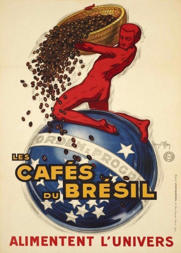 Vintage Advertising Poster - Cafes de Bresil Coffee, French c1940s