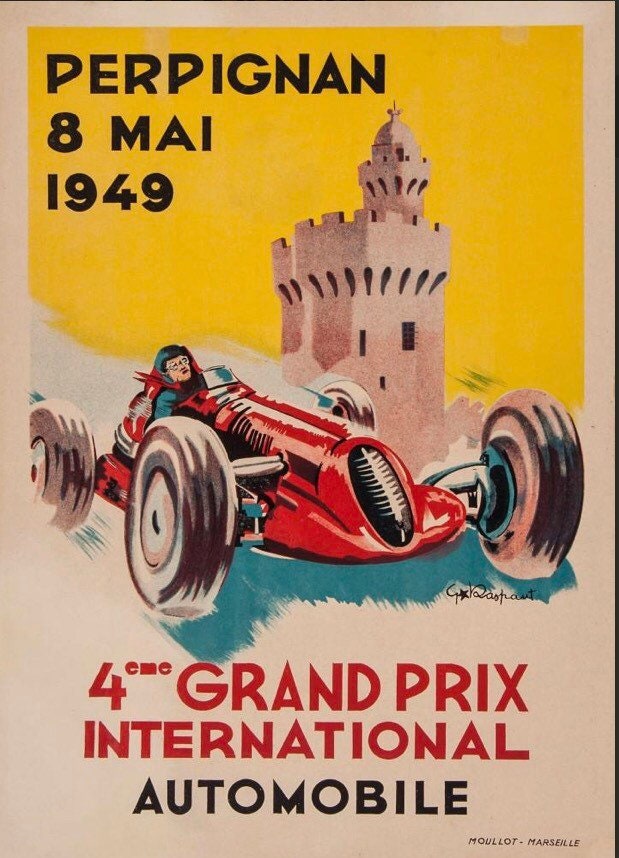 Vintage Motor Racing Poster - French Grand Prix, Perpignan, 1949