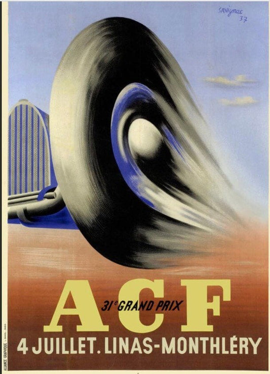 Vintage Motor Racing Poster - French Grand Prix, Monthlery, 1937