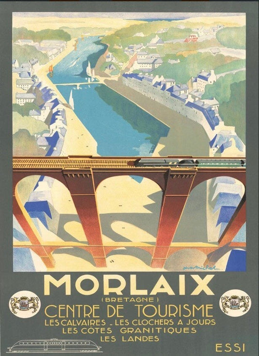 Vintage Travel Poster - French Tourism, Morlaix, Brittany, 1936