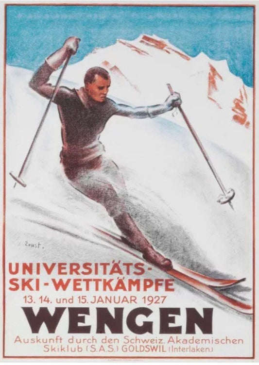 Vintage Travel Poster - Wengen, Swiss Ski Resort, 1927