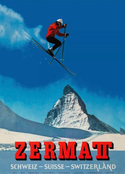 Vintage Ski Poster - Zermat Switzerland, 1964