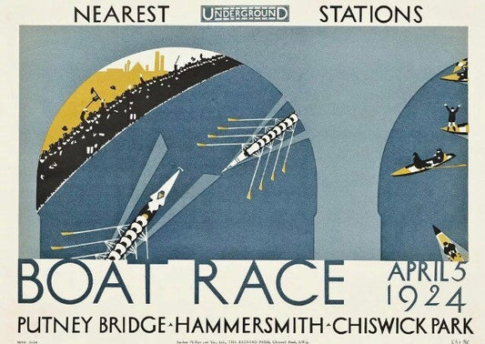 Vintage Advertising Poster - London Boat Race, Hammersmith Bridge, 1924