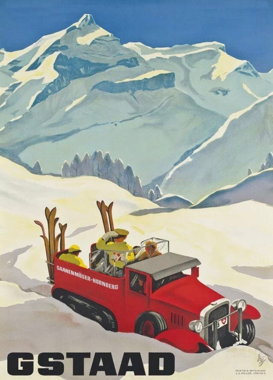 Vintage Travel Poster - Gstaad Swiss Ski Resort, 1930