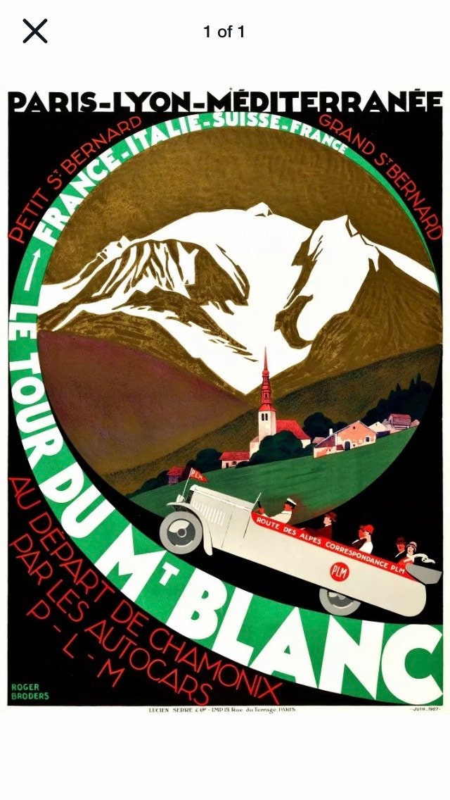 Vintage Advertising Poster - Tour de Mont Blanc, Winter Sports Resort, 1924