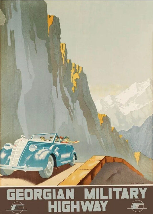 Vintage Travel Poster - Soviet Travel Poster, Georgian Military Highway, 1930s