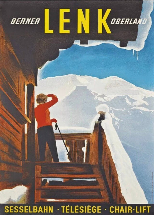 Vintage Travel Poster - LENK, Berner Oberland, Swiss Ski Resort, 1930s