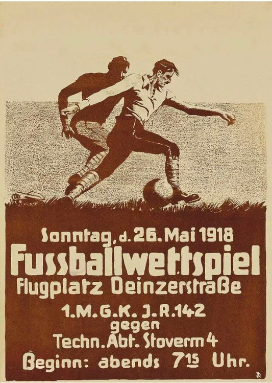 Vintage Advertising Poster - German Football Match, 1918