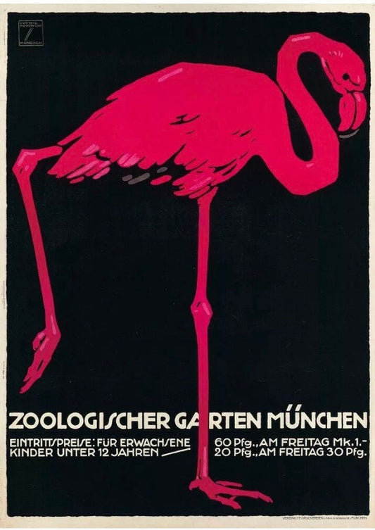 Vintage Advertising Poster -  Munich Zoological gardens by Ludwig Hohlwein, 1910