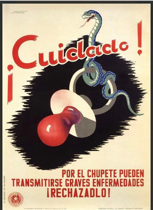 Vintage Spanish Civil War Poster - Care with the Pacifier, c1930