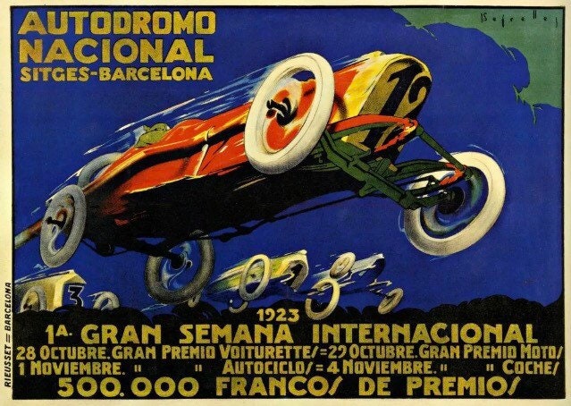 Vintage Advertising Poster - International race week, Spanish Grand Prix, 1923